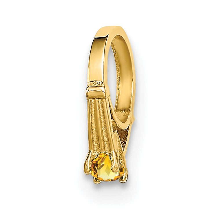 14K 3-D November Ring with Yellow CZ Charm