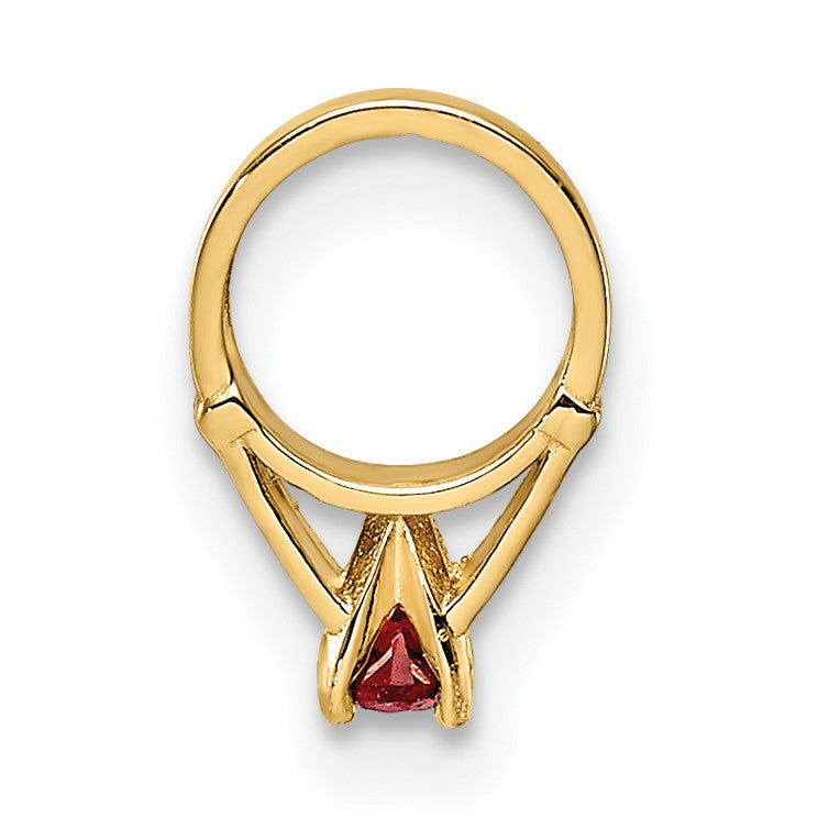 14K 3-D January Ring with Red CZ Charm