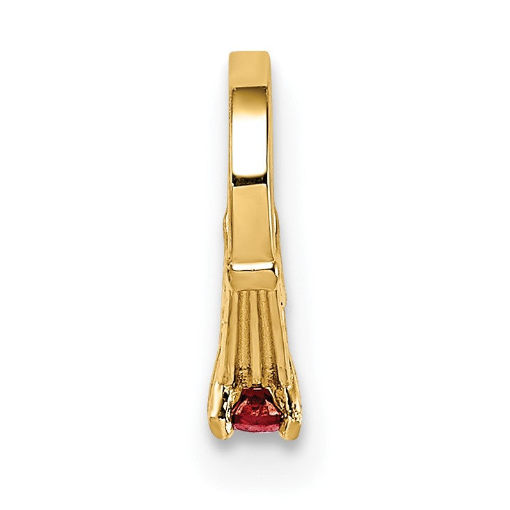 14K 3-D January Ring with Red CZ Charm