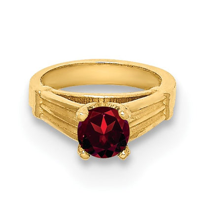 14K 3-D January Ring with Red CZ Charm