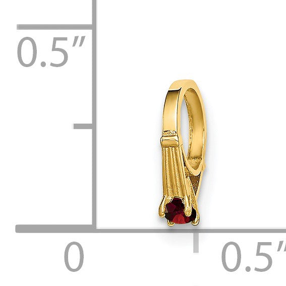 14K 3-D January Ring with Red CZ Charm