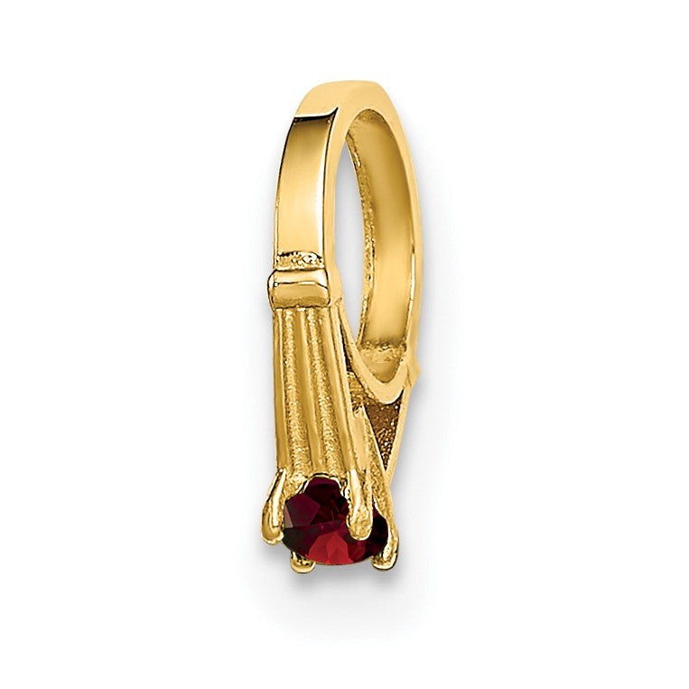 14K 3-D January Ring with Red CZ Charm