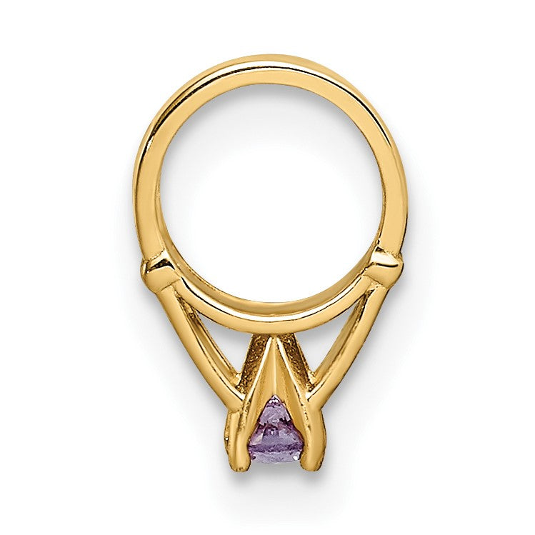 14K 3-D February Ring with Dark Purple CZ Charm