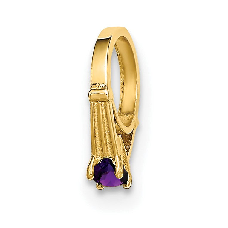 14K 3-D February Ring with Dark Purple CZ Charm
