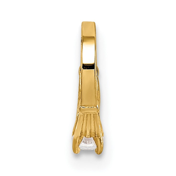 14K 3-D April Ring with White CZ Charm