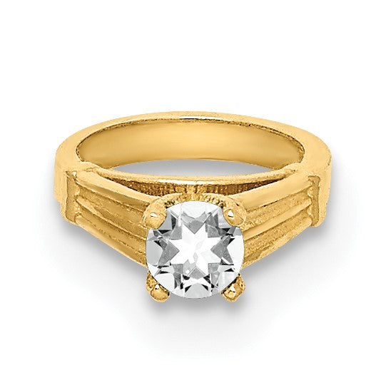 14K 3-D April Ring with White CZ Charm