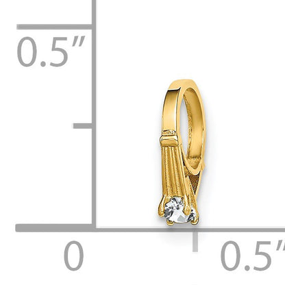 14K 3-D April Ring with White CZ Charm
