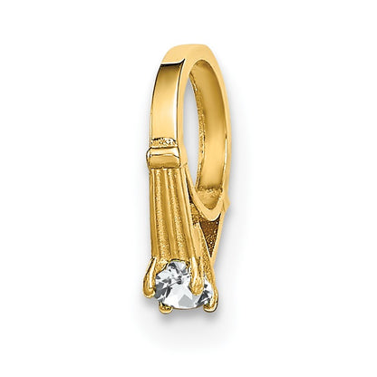 14K 3-D April Ring with White CZ Charm