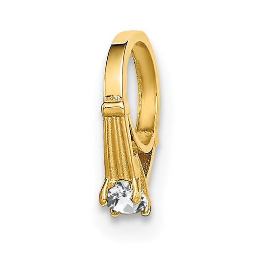 14K 3-D April Ring with White CZ Charm