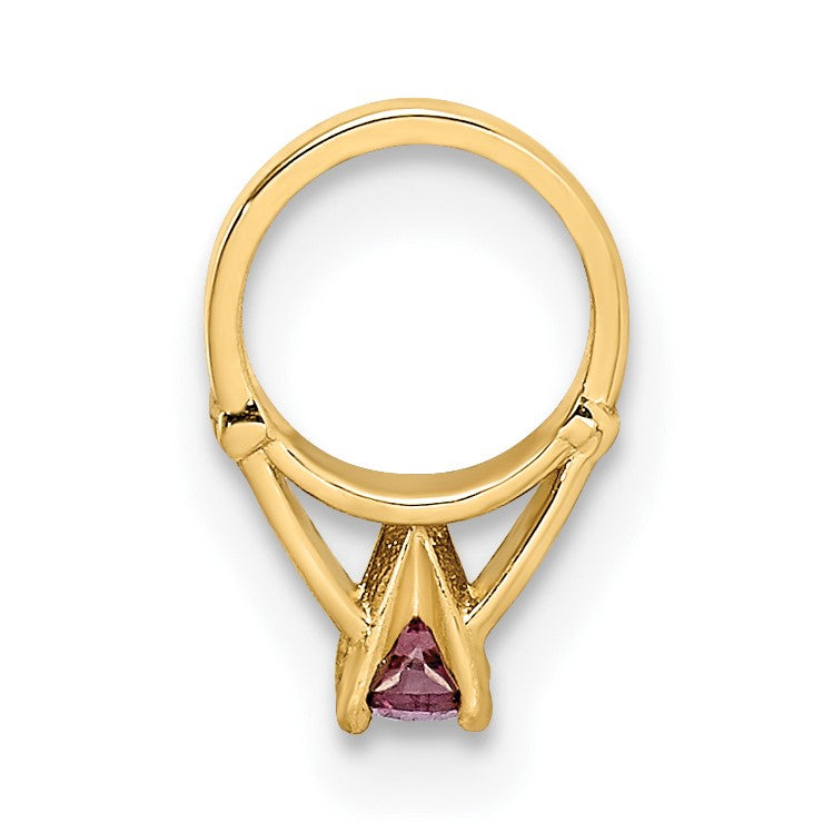 14K 3-D June Ring with Light Purple CZ Charm