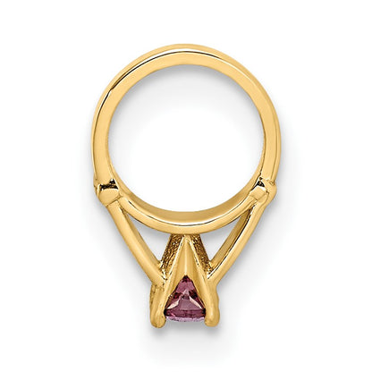 14K 3-D June Ring with Light Purple CZ Charm