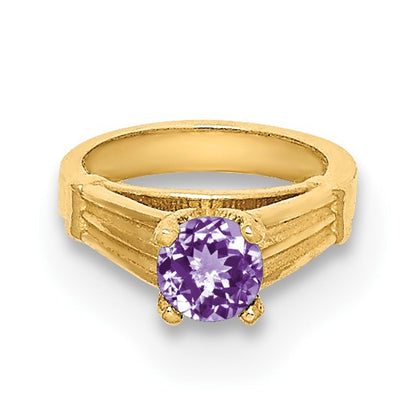 14K 3-D June Ring with Light Purple CZ Charm