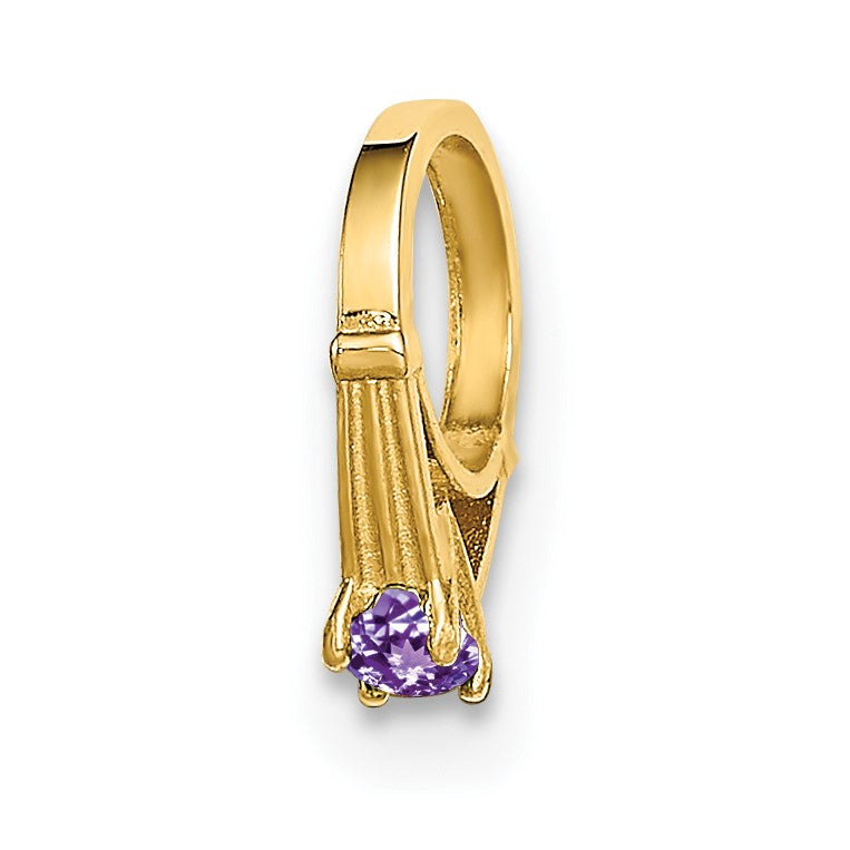 14K 3-D June Ring with Light Purple CZ Charm