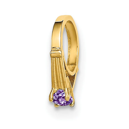 14K 3-D June Ring with Light Purple CZ Charm