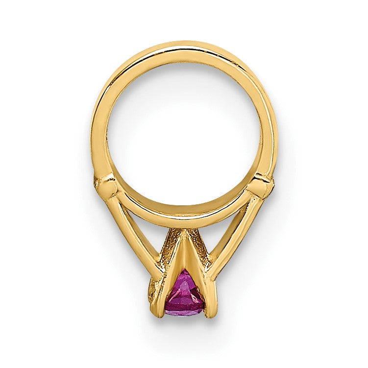 14K 3-D July Ring with Dark Pink CZ Charm