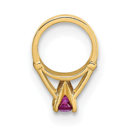 14K 3-D July Ring with Dark Pink CZ Charm