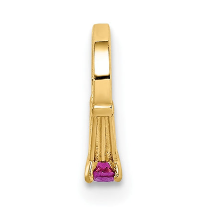 14K 3-D July Ring with Dark Pink CZ Charm