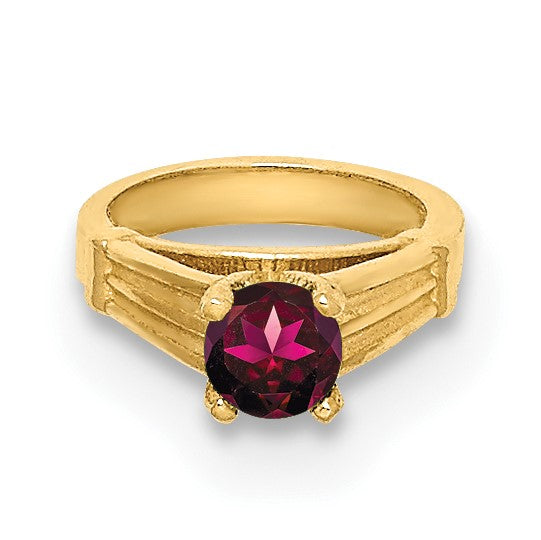 14K 3-D July Ring with Dark Pink CZ Charm