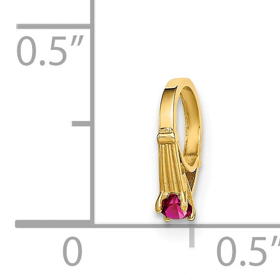 14K 3-D July Ring with Dark Pink CZ Charm