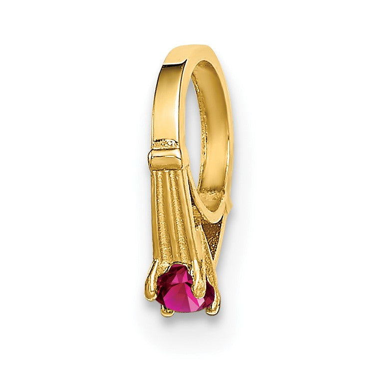 14K 3-D July Ring with Dark Pink CZ Charm