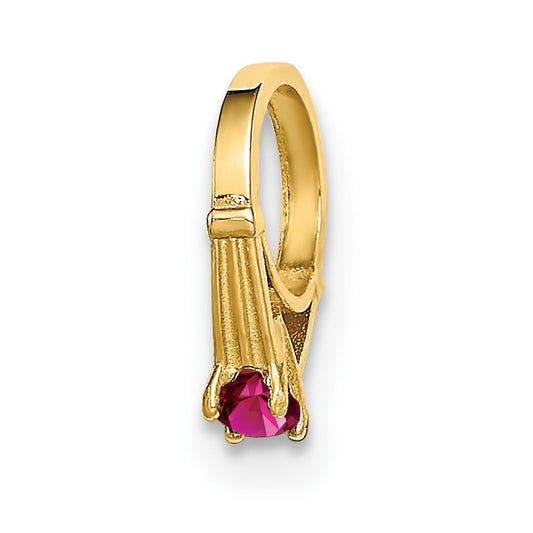 14K 3-D July Ring with Dark Pink CZ Charm