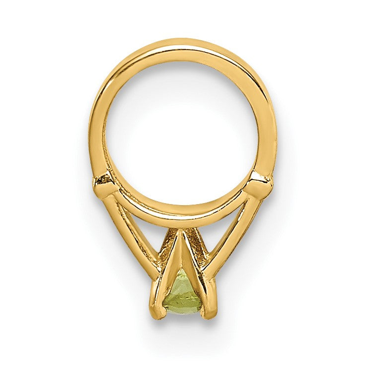 14K 3-D August Ring with Light Green Glass Stone Charm