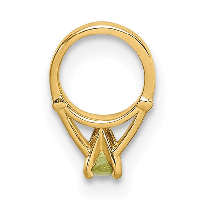 14K 3-D August Ring with Light Green Glass Stone Charm