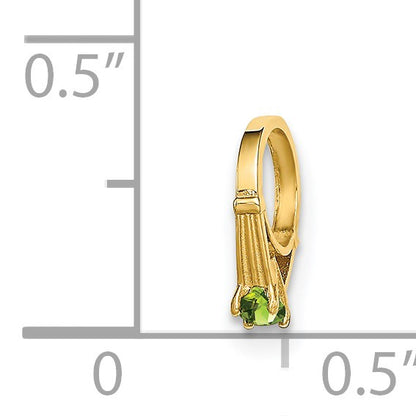 14K 3-D August Ring with Light Green Glass Stone Charm