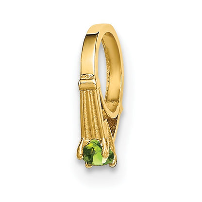 14K 3-D August Ring with Light Green Glass Stone Charm