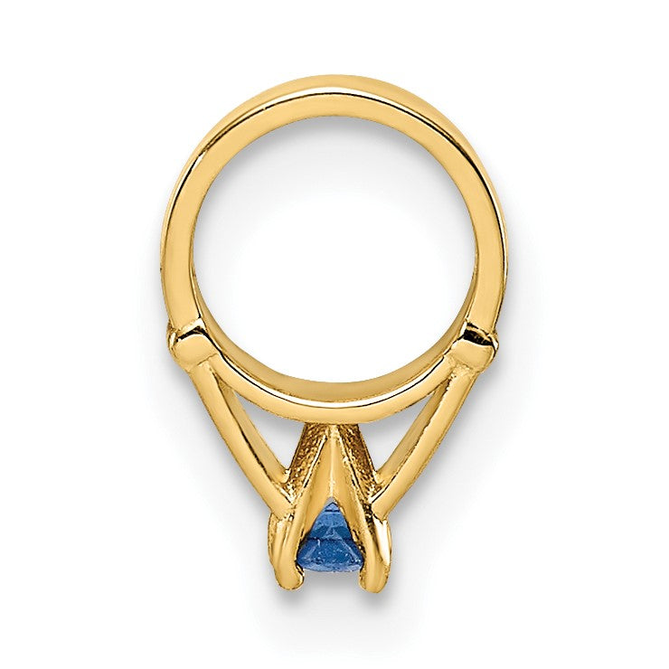 14K 3-D September Ring with Dark Blue Glass Stone Charm