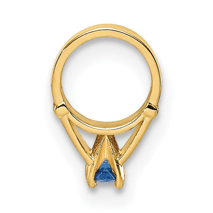 14K 3-D September Ring with Dark Blue Glass Stone Charm