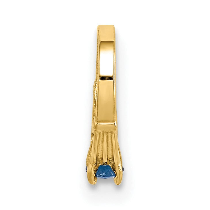 14K 3-D September Ring with Dark Blue Glass Stone Charm