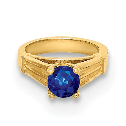 14K 3-D September Ring with Dark Blue Glass Stone Charm