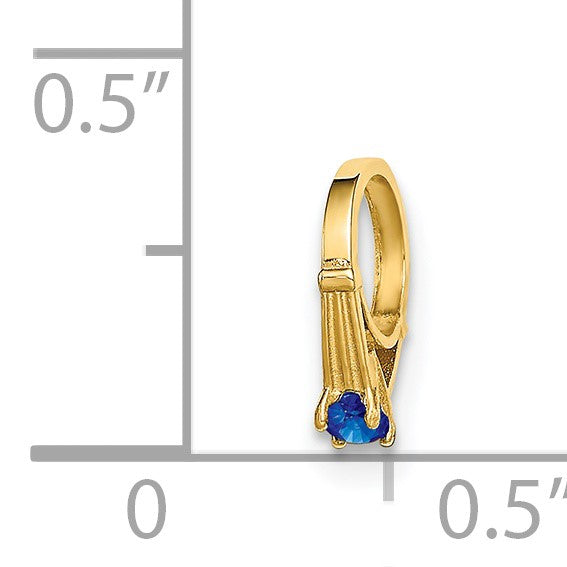 14K 3-D September Ring with Dark Blue Glass Stone Charm