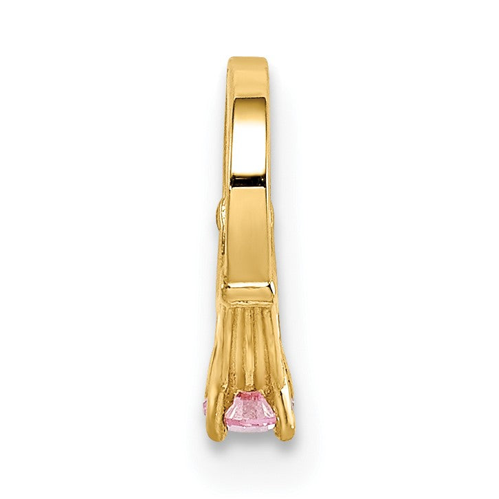 14K 3-D October Ring with Light Pink CZ Charm