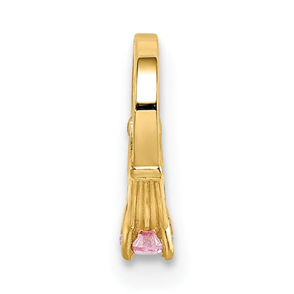 14K 3-D October Ring with Light Pink CZ Charm
