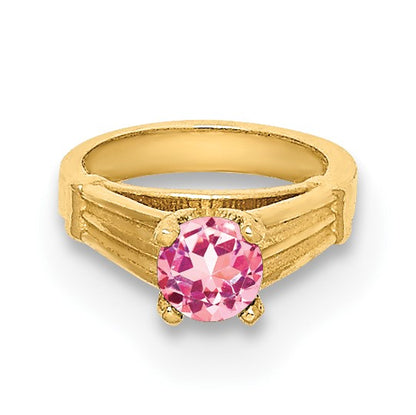 14K 3-D October Ring with Light Pink CZ Charm