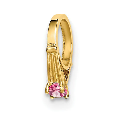 14K 3-D October Ring with Light Pink CZ Charm