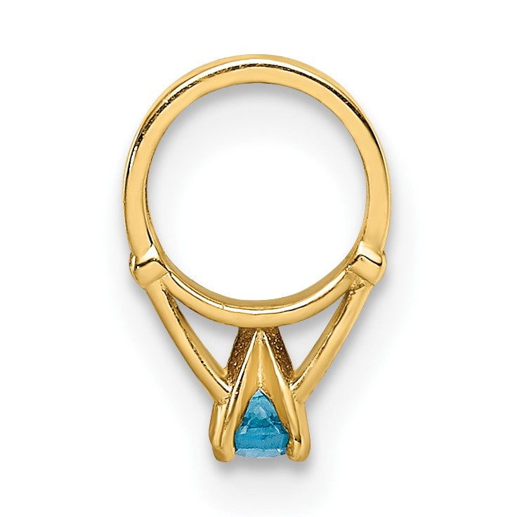 14K 3-D December Ring with Aqua CZ Charm