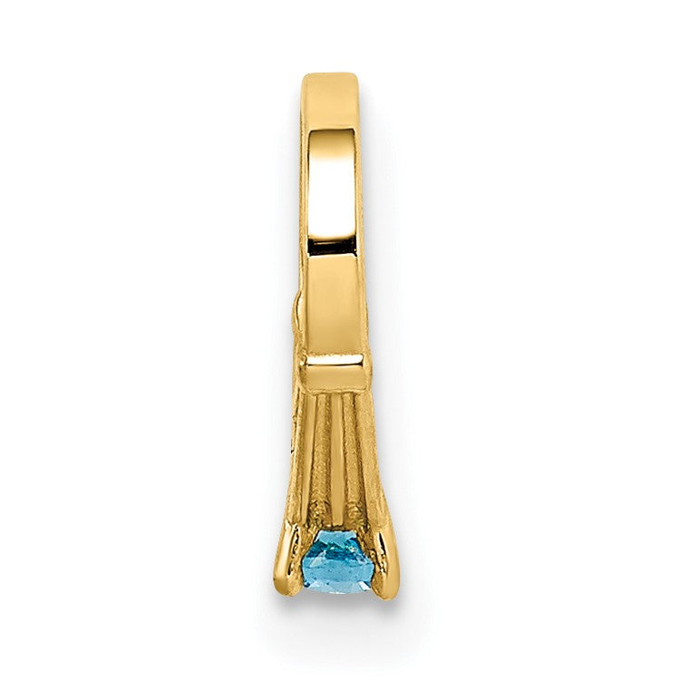 14K 3-D December Ring with Aqua CZ Charm