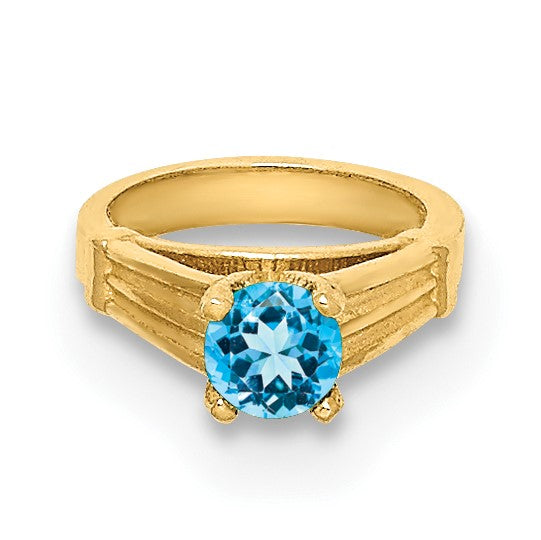 14K 3-D December Ring with Aqua CZ Charm