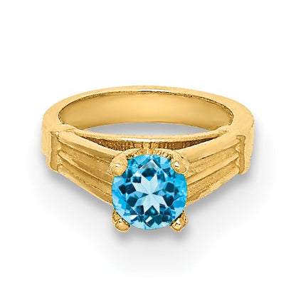 14K 3-D December Ring with Aqua CZ Charm