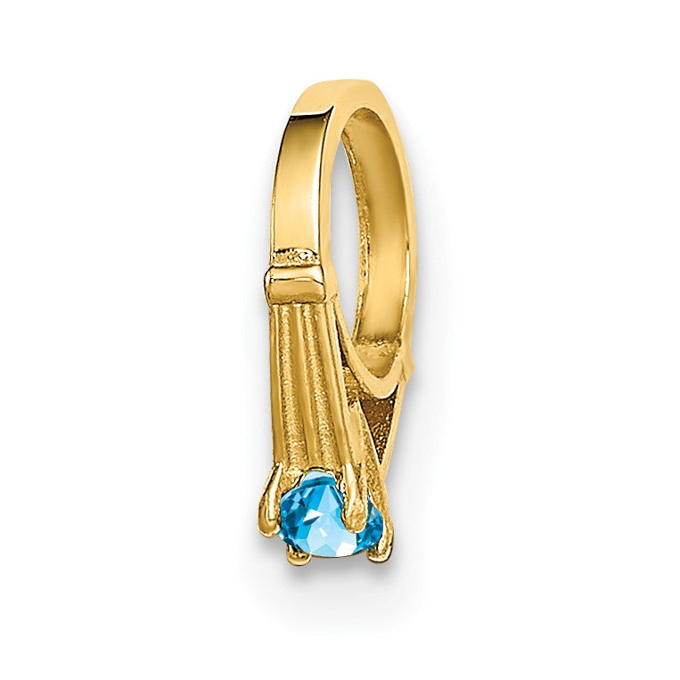 14K 3-D December Ring with Aqua CZ Charm