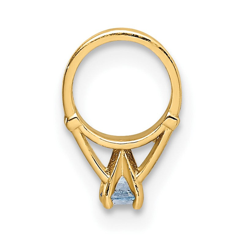 14K 3-D March Ring with Light Blue CZ Charm