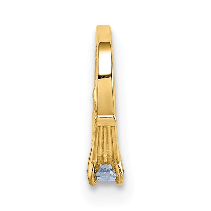 14K 3-D March Ring with Light Blue CZ Charm