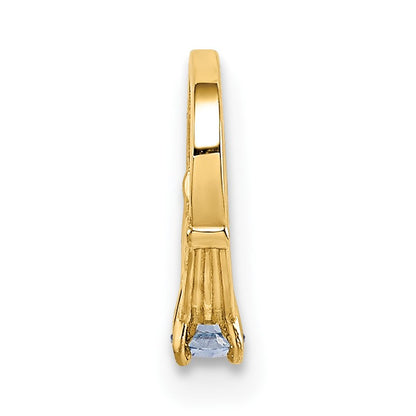 14K 3-D March Ring with Light Blue CZ Charm