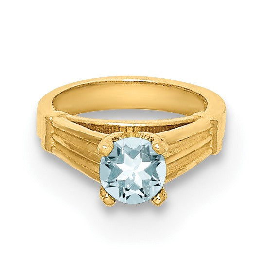 14K 3-D March Ring with Light Blue CZ Charm