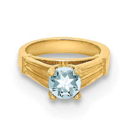 14K 3-D March Ring with Light Blue CZ Charm