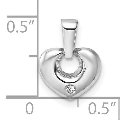 14k White Gold 3D CZ Heart Pendant