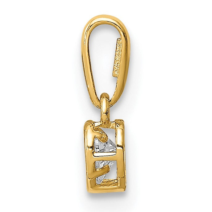 14K 4mm CZ Bezel Heart Pendant